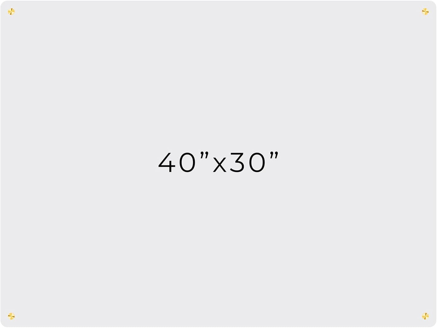 30x40 Dry Erase Board for Wall - with .25 Clear Acrylic and Gold Stand Off Finish - Perfect Whiteboard for Office, Home, Classroom - Durable and Stylish .25 Clear Acrylic Dry Erase Board