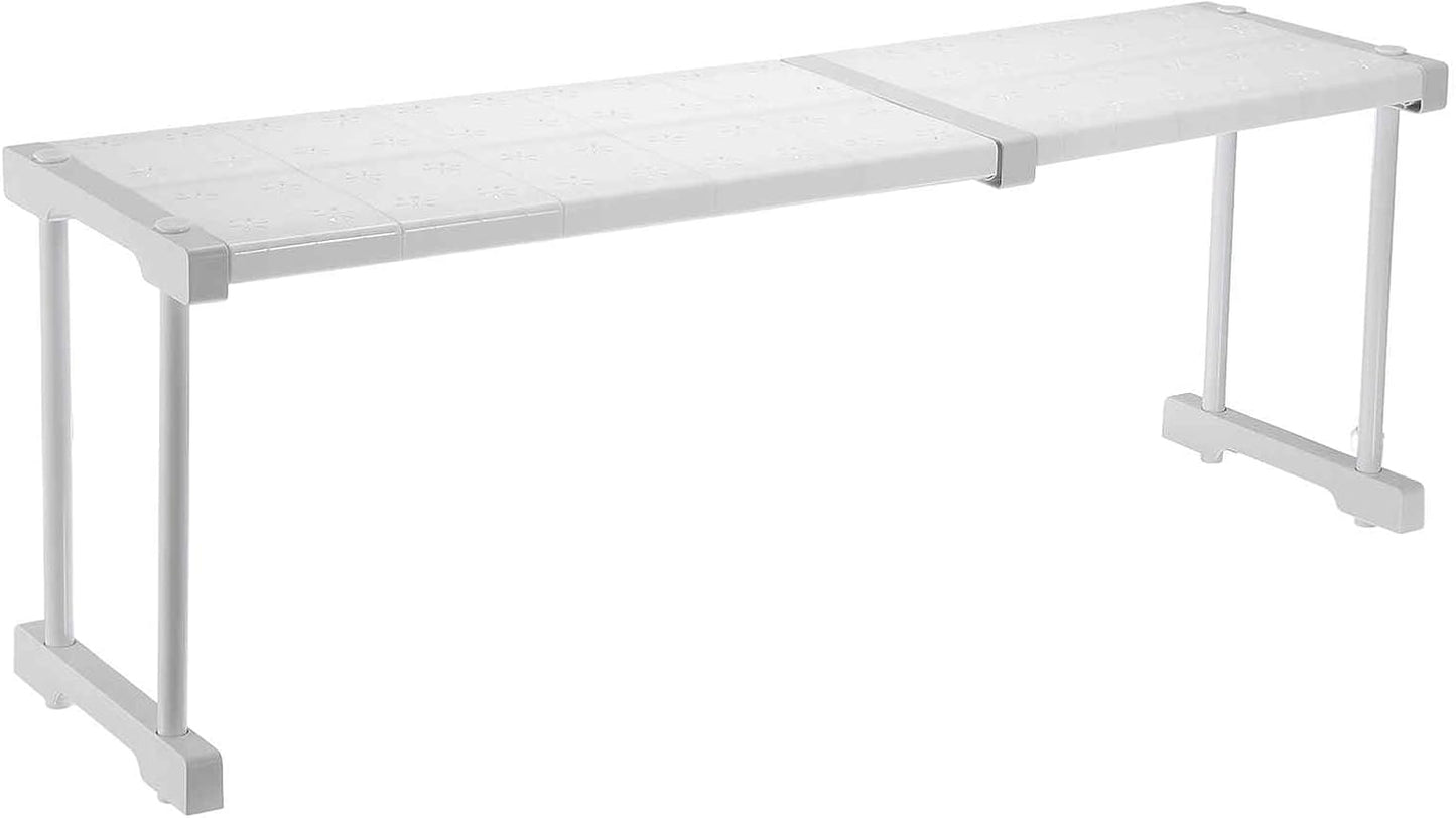 HARFINGTON Expandable Cabinet Tension Shelf 26.38" to 34.65" Adjustable Cabinet Organizer 32" x 9.45" Flower Pattern Table Storage Rack for Wardrobe Cupboard Kitchen Bedroom