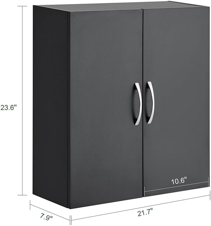 SoBuy Black Bathroom Wall Cabinet, Over The Toilet Storage Cabinet, Small Wall Mounted Medicine Cabinet with Adjustable Shelf, Narrow Floating Cabinet for Laundry Room Kitchen Entryway, BZR200-T-SCH