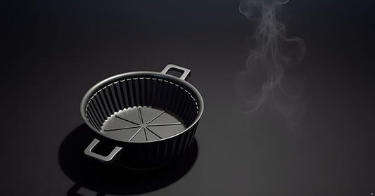 Premium Silicone Air Fryer Liners, Black, 7.87" Top x 6.69" Bottom x 2" Height, Heat-Resistant, Dishwasher Safe, Non-Stick with Handles, 2-Pack