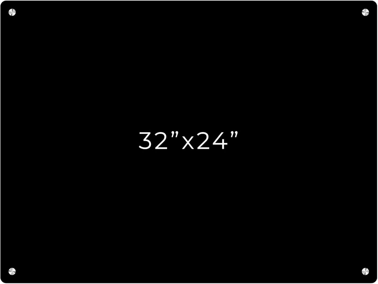 24x32 Dry Erase Board for Wall - with .25 Black Acrylic and Chrome Stand Off Finish - Perfect Whiteboard for Office, Home, Classroom - Durable and Stylish .25 Black Acrylic Dry Erase Board