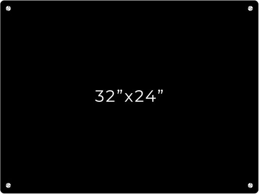 24x32 Dry Erase Board for Wall - with .25 Black Acrylic and Chrome Stand Off Finish - Perfect Whiteboard for Office, Home, Classroom - Durable and Stylish .25 Black Acrylic Dry Erase Board