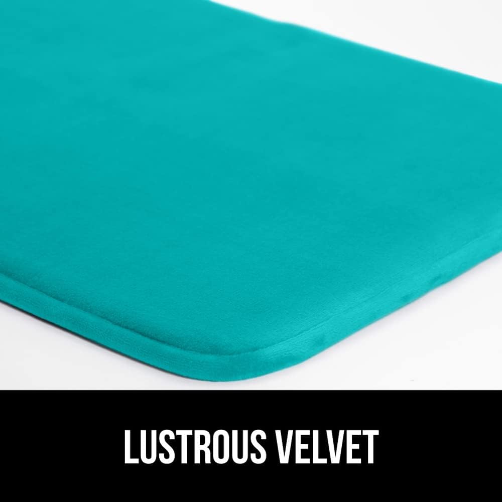 GORILLA GRIP Memory Foam Bath Rugs, Soft Absorbent Velvet Bathroom Mats, Durable Dots on Underside, Machine Washable Bathmat, Carpet Rug Room Decor for Shower Floor, 36x24 Mat, Turquoise