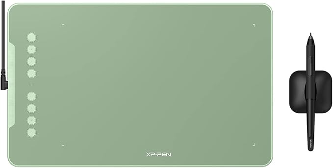 XPPen Deco 01 V3 Drawing Tablet 10x6.25 Graphics Tablet Digital Drawing Tablet for Chromebook with 16384 Levels Pressure Battery-Free Stylus and 8 Shortcut Keys (Green)