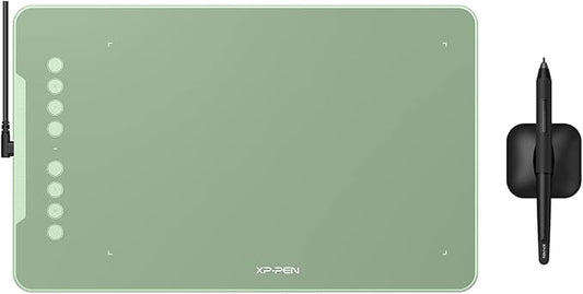 XPPen Deco 01 V3 Drawing Tablet 10x6.25 Graphics Tablet Digital Drawing Tablet for Chromebook with 16384 Levels Pressure Battery-Free Stylus and 8 Shortcut Keys (Green)