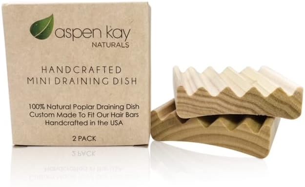 2 Pack Soap Dish, Draining Dish for Our Shampoo Bars & Conditioner Bars, 100% Natural Poplar Wood, No Chemical Varnish, Lacquer or Stain is Used, Handmade in The USA (Mini)