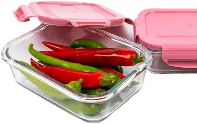 Aurixx Glass Food Storage Containers with Airtight Vented Lids – 3 Piece Set – Leakproof, BPA free, Microwave & Dishwasher Safe