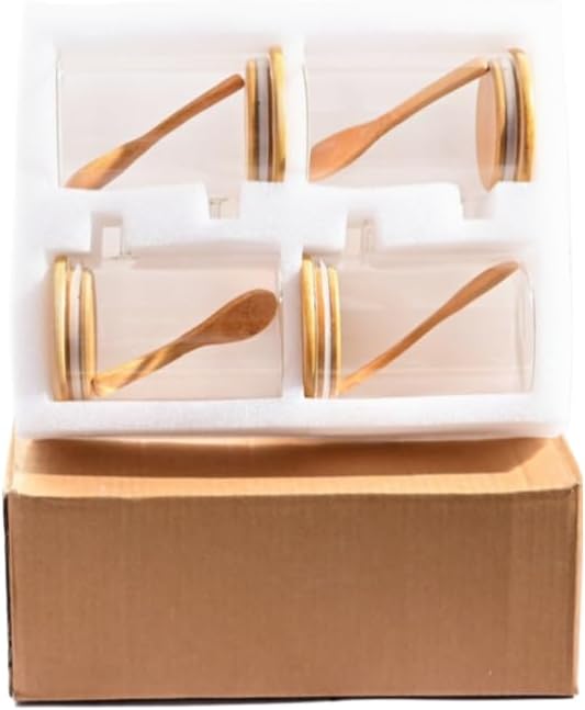 17oz Glass Storage Jars with Bamboo Lids & Spoons - Airtight Containers for Loose Leaf Tea, Overnight Oats, Coffee, and Dry Goods - Set of 4 Kitchen Canisters (4pcs)