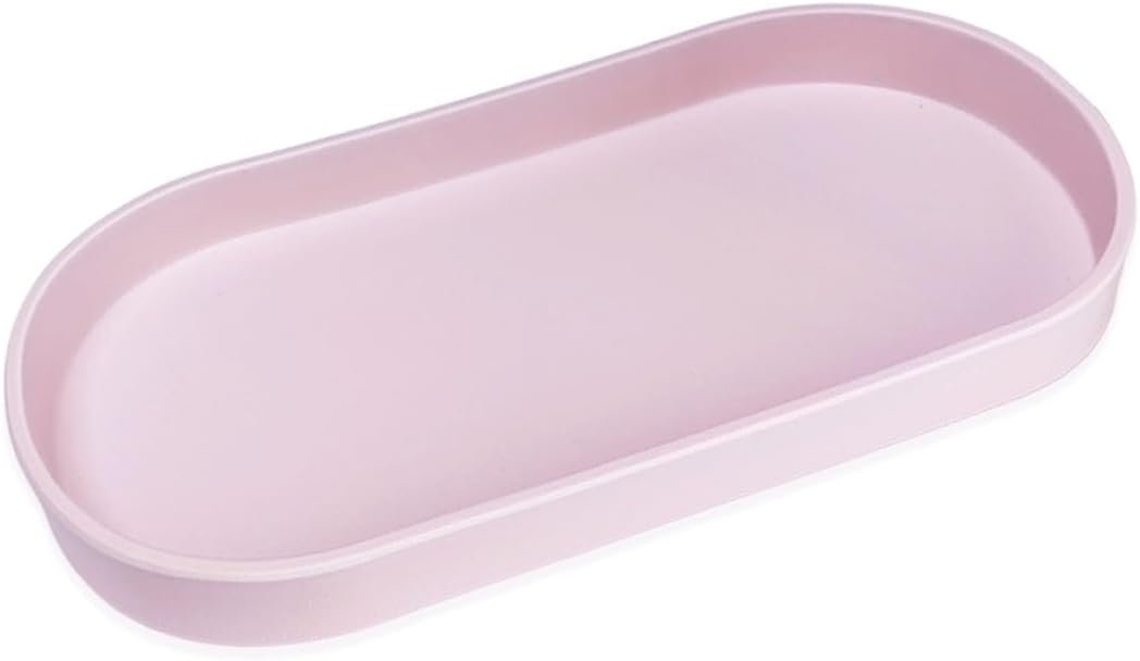 Pink Small Tray (11.8 inch), Oval Tray for Kitchen Counter, Bathtub Bathroom Vanity Items, Countertop Organizer, Coffee Accessory, Bar, Serving Seasoning, Salt and Pepper, Soap, Perfume.