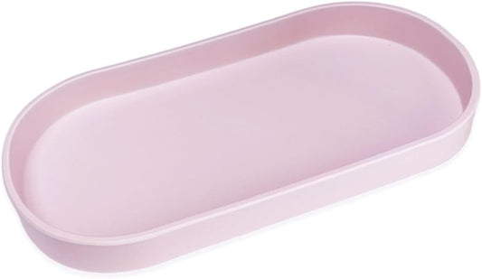 Pink Small Tray (11.8 inch), Oval Tray for Kitchen Counter, Bathtub Bathroom Vanity Items, Countertop Organizer, Coffee Accessory, Bar, Serving Seasoning, Salt and Pepper, Soap, Perfume.