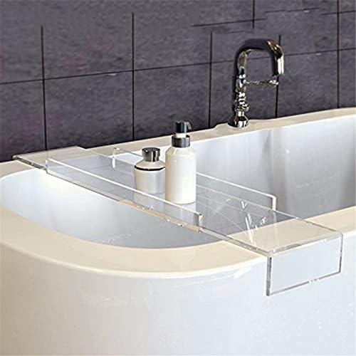 WANLIAN Luxury Bathtub Caddy Tray for Bathroom and Shower Storage - Clear Handles
