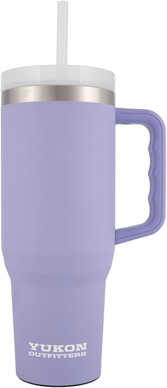 Yukon Outfitters Fit Forty 40oz Double Wall Vacuum Insulated Stainless Steel Tumbler with Reusable Straw & Ergonomic Handle | For Hot or Cold Beverage, Lavender