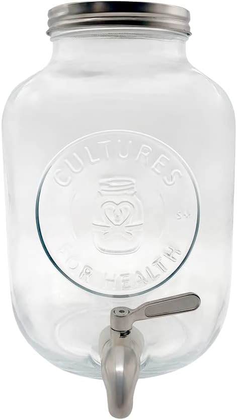 Cultures for Health Continuous Kombucha Brewing Jar with Spigot | 5 Liter Glass Jar with Spout for DIY Fermentation | Long Term Kombucha SCOBY Hotel Jar | Daily Kombucha Tea Probiotic Drink Dispenser