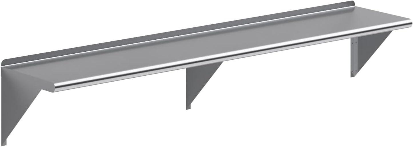 AmGood 72" Long X 14" Deep Stainless Steel Wall Shelf | NSF Certified | Appliance & Equipment Metal Shelving | Kitchen, Restaurant, Garage, Laundry, Utility Room