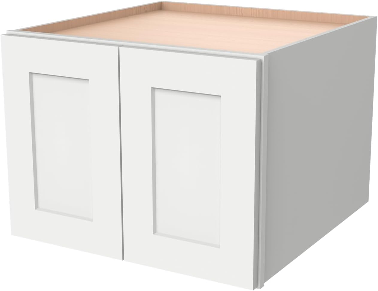 Solid Wood Wall Cabinet,Shaker Style Wall-Mounted Kitchen Storage Cabinet with Soft-Close Doors, RTA Pantry Organizer for Bathroom, Garage, Laundry (Origami White, 33" W x 24" D x 24" H)