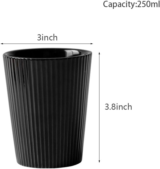 Ceramic Vertical Stripe Toothbrush Cup, Couple Ceramic Toothbrush Cup, Bathroom Tumbler, Striped Ceramic Coffee Mug, Drinking Cup (Black)