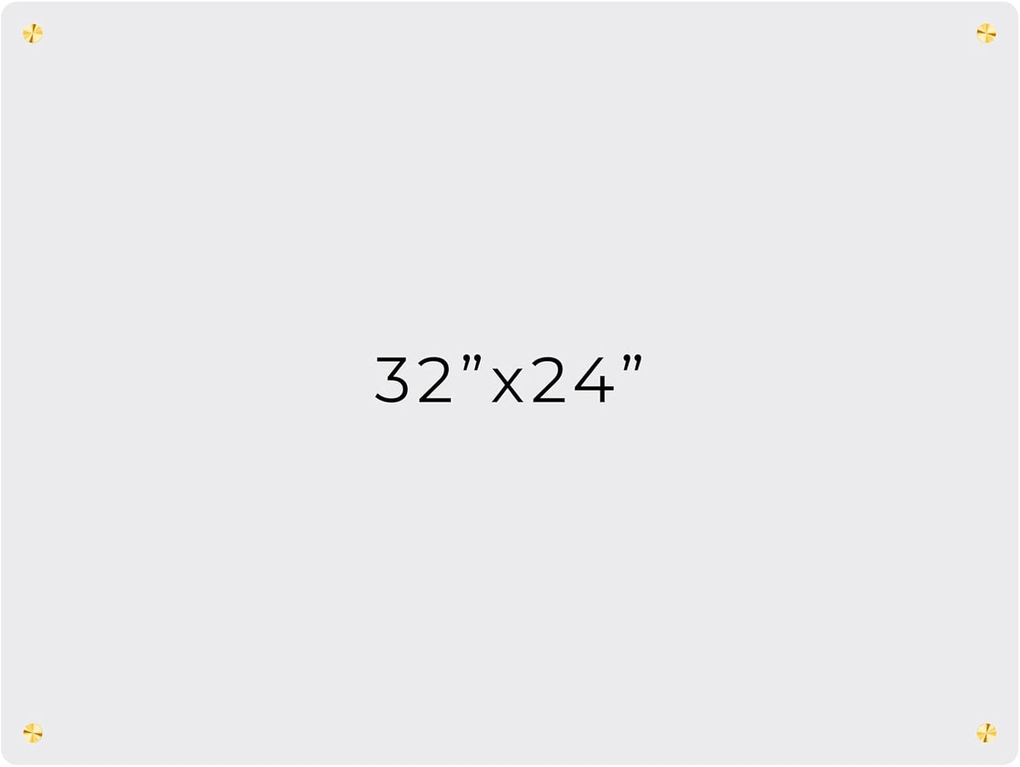 24x32 Dry Erase Board for Wall - with .25 Clear Acrylic and Gold Stand Off Finish - Perfect Whiteboard for Office, Home, Classroom - Durable and Stylish .25 Clear Acrylic Dry Erase Board