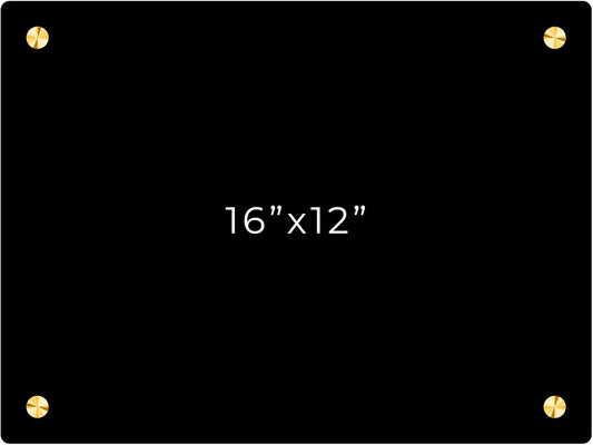 12x16 Dry Erase Board for Wall - with .25 Black Acrylic and Gold Stand Off Finish - Perfect Whiteboard for Office, Home, Classroom - Durable and Stylish .25 Black Acrylic Dry Erase Board