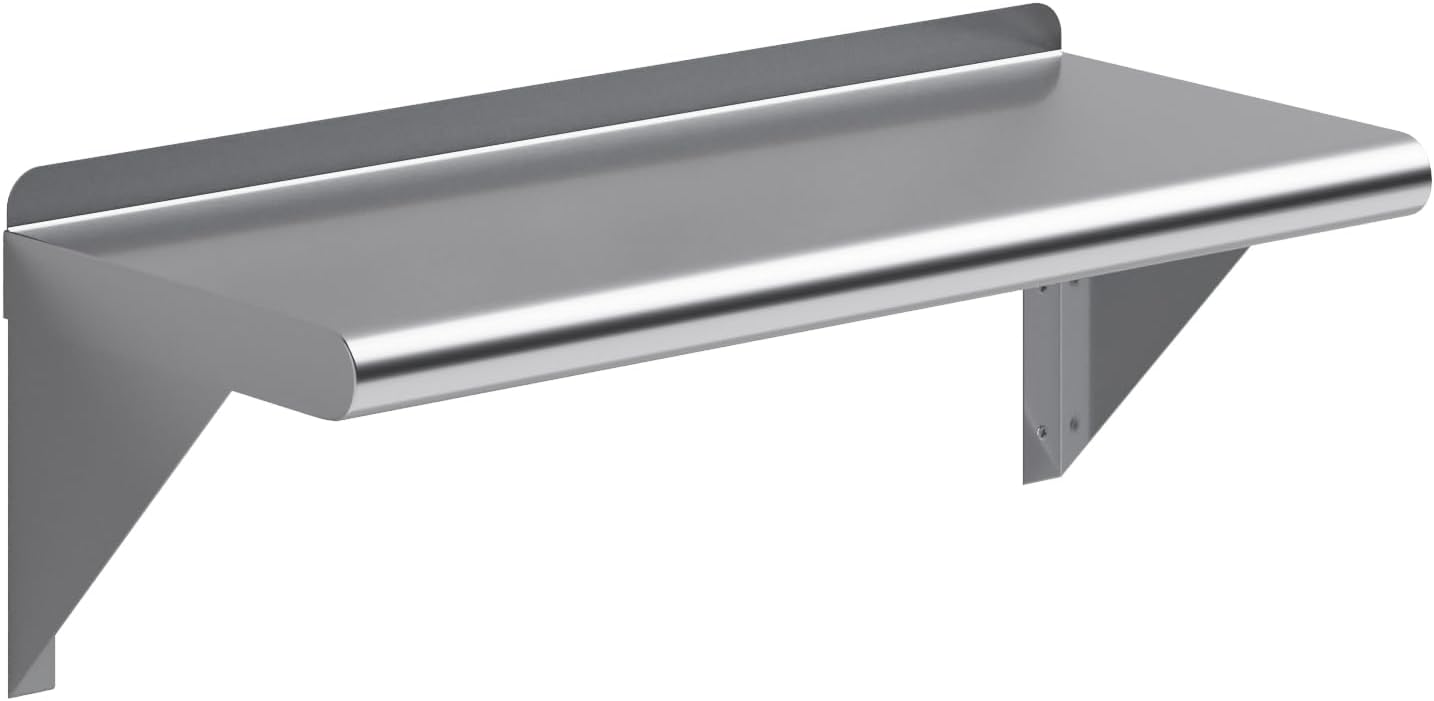 AmGood 24" Long X 10" Deep Stainless Steel Wall Shelf | NSF Certified | Appliance & Equipment Metal Shelving | Kitchen, Restaurant, Garage, Laundry, Utility Room
