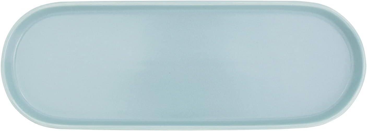 Simple Style Ceramic Sink Tray - Bathroom and Kitchen Cosmetics Dish, Candle and Perfume Tray (Blue)