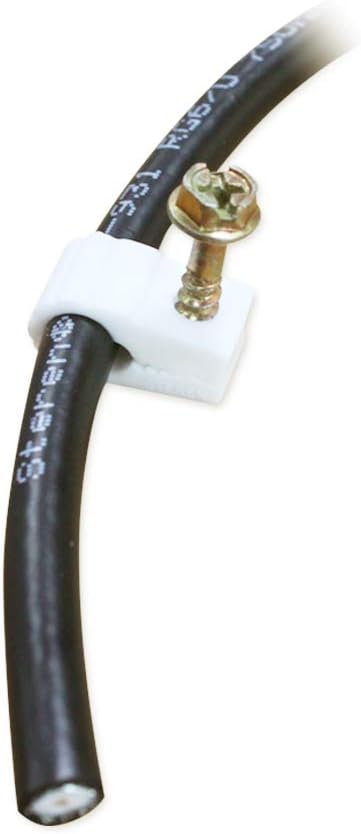 STEREN Coaxial Cable Clips - Cable Holder - Wire Clips - Siding Clips for Hanging - Cord Holder for Desk - Cable Clamps - Cord Clip - Wire Organizer Clips - Tv Mount Screws - White - 10 Pack
