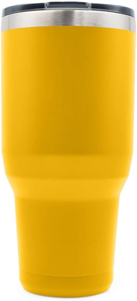 Yukon Outfitters Freedom High Grade 18/8 Stainless Steel Double Wall Vacuum Insulated Tumbler (40oz / 1183ml) - 8.8" H x 4.2" Top Dia. / 3" Bottom Dia., Gold with 'Don't Tread on Me' printed logo