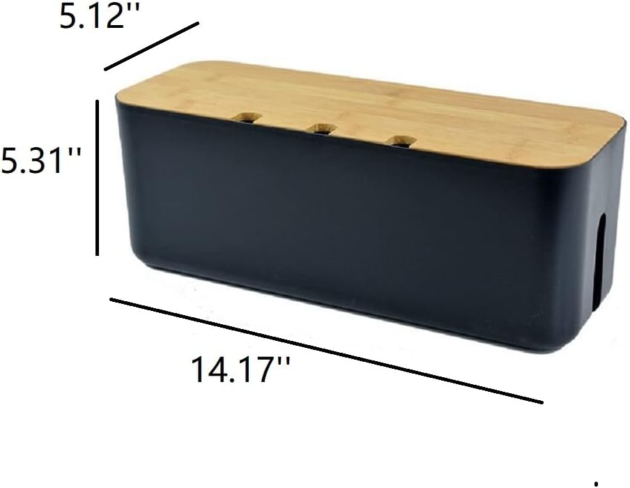 2 Pieces Cable Management Box|Cord Organizer Box| Hide and Conceal Power Strips and Electrical Cords from TVs, Computers, and Desks (Black 2PCS)