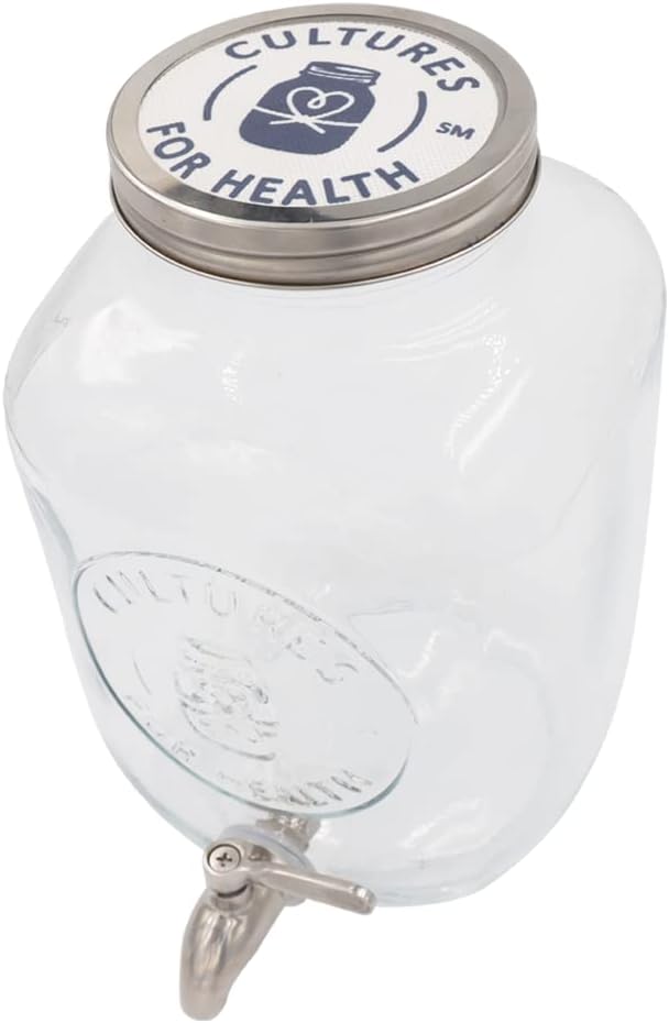 Cultures for Health Continuous Kombucha Brewing Jar with Spigot | 5 Liter Glass Jar with Spout for DIY Fermentation | Long Term Kombucha SCOBY Hotel Jar | Daily Kombucha Tea Probiotic Drink Dispenser