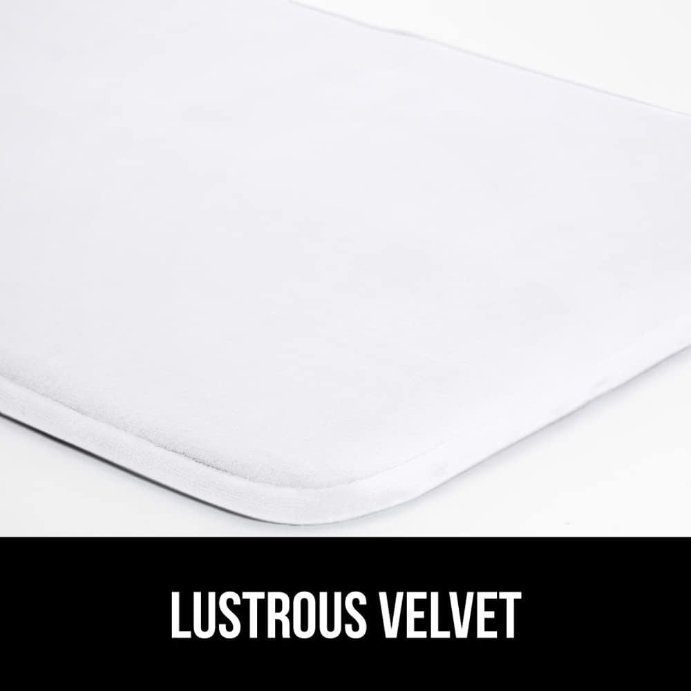 GORILLA GRIP Thick Memory Foam Bath Rugs, Soft Absorbent Velvet Bathroom Mats, Durable Dots on Underside, Machine Washable Bathmat, Carpet Rug Room Decor for Shower Floor, 42x24 Mat, White