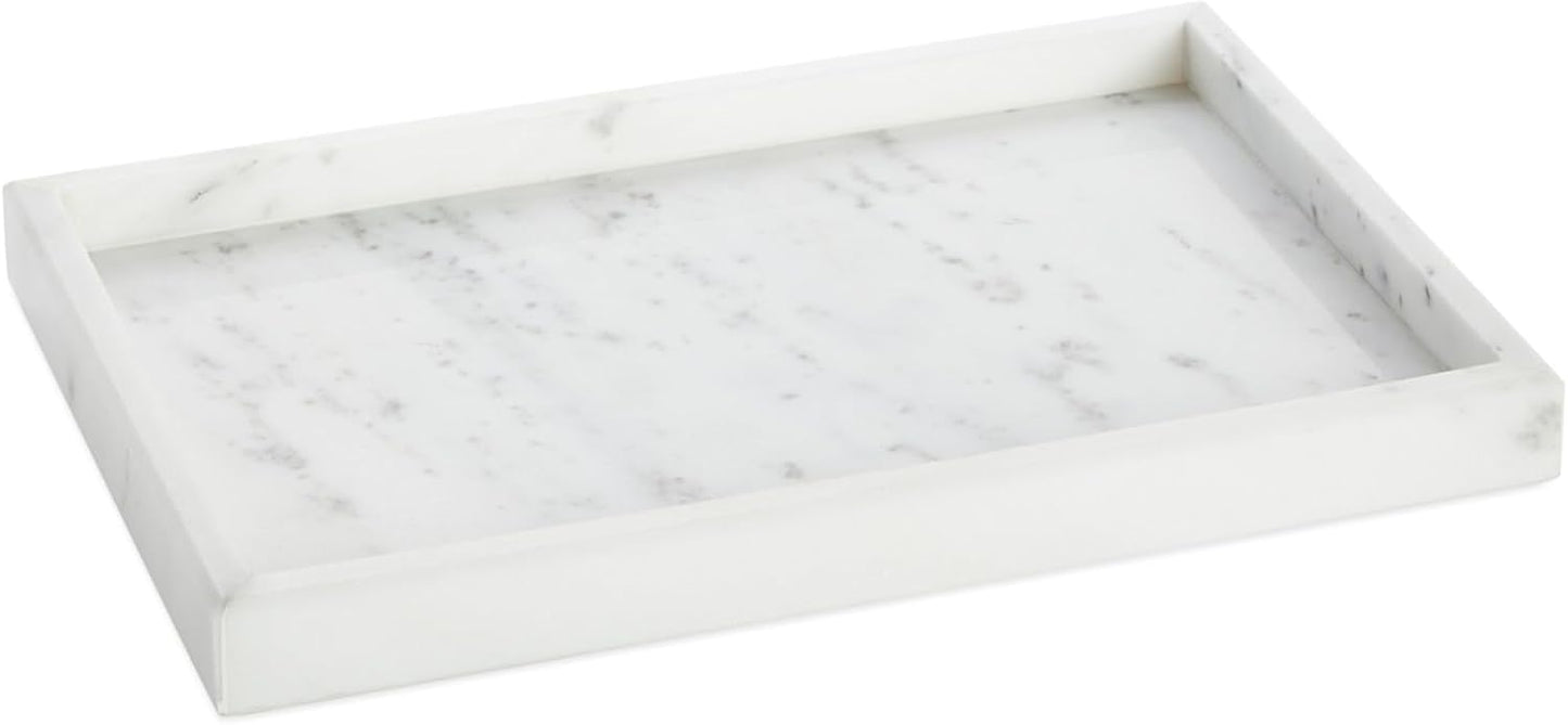 Juvale Large Marble Vanity Tray - Jewelry & Cosmetic Organizer with Drawer Organizer - Bathroom Display with Soap Tray - Home Accent Piece with Marble Decor - 11.7 x 7.7 x 1.1 in White