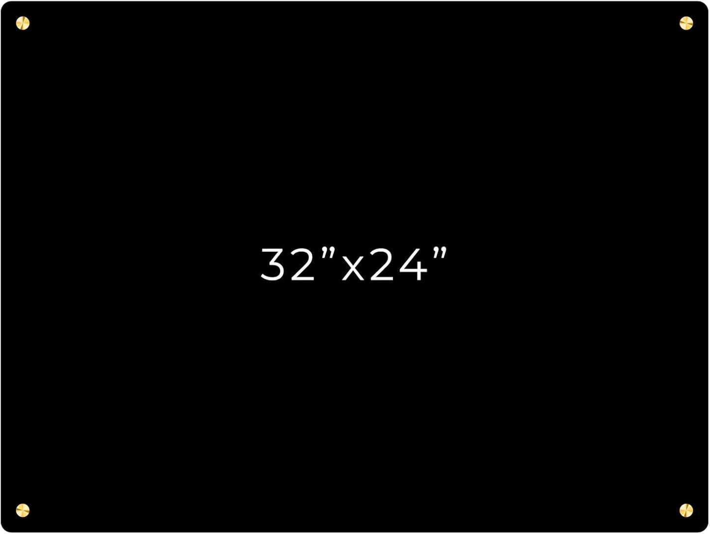24x32 Dry Erase Board for Wall - with .25 Black Acrylic and Gold Stand Off Finish - Perfect Whiteboard for Office, Home, Classroom - Durable and Stylish .25 Black Acrylic Dry Erase Board