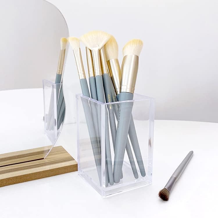 2 Pack Clear Acrylic Pencil Pen Holder Cup, Clear Makeup Brush Holder, Acrylic Cosmetic Brushes Storage