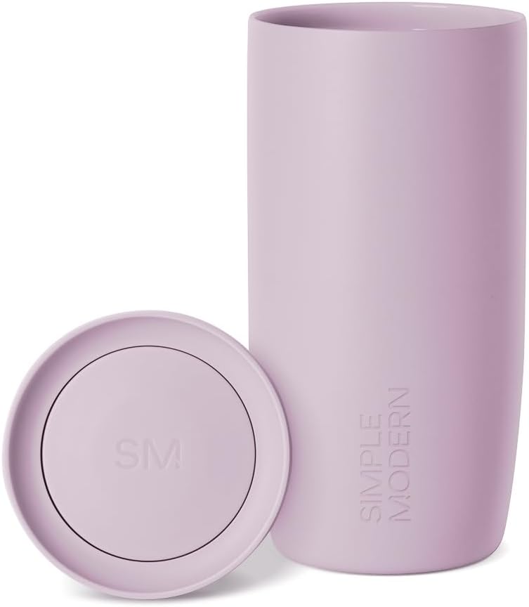 Simple Modern Travel Coffee Mug Tumbler with 360° Lid | Ceramic-Lined Insulated Stainless Steel Cold Brew Iced Coffee Cup | Gifts for Women Men Her Him | Voyager Signature | 16oz | Lavender Mist