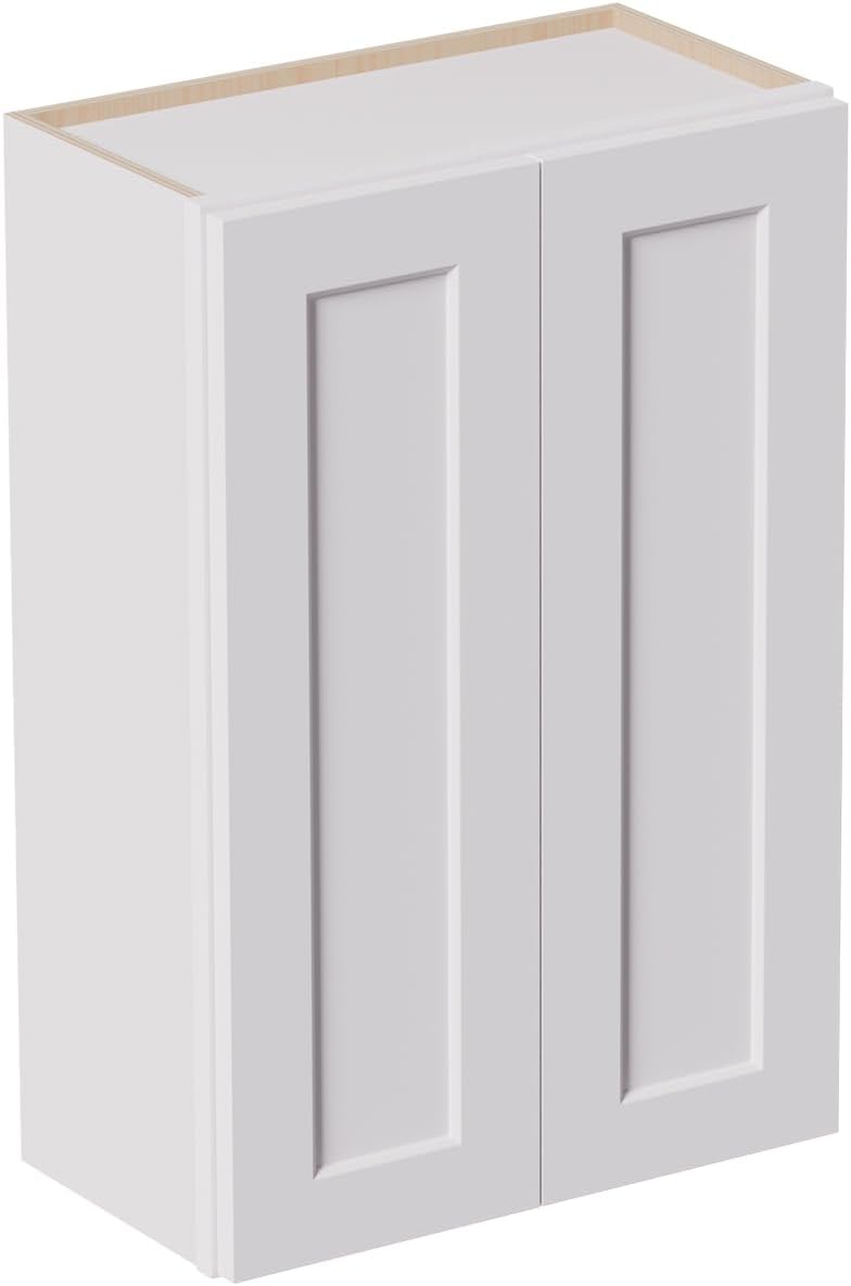 Kitchen Wall Cabinet, Solid Wood RTA Medicine Storage Organizer Cabinets with 2 Soft-Closing Shaker Doors & Adjustable Shelves, Space-Saving for Laundry, Bathroom, Garage - White