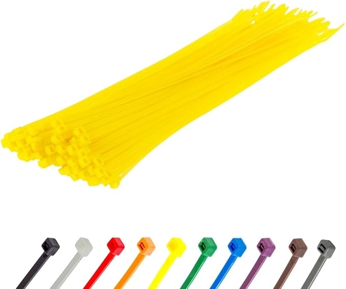 GTSE 12 Inch Yellow Zip Ties, 100 Pack, 50lb Strength, UV Resistant Long Nylon Cable Ties, Self-Locking 12" Tie Wraps