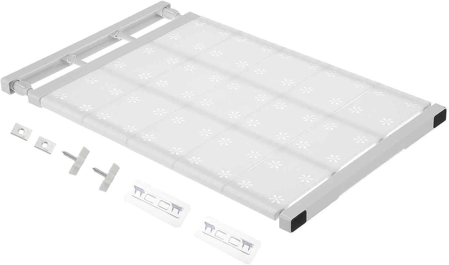 HARFINGTON Expandable Closet Tension Shelf 23.62" to 39.37" Adjustable Closet Organizer 2.5" x 13.78" Flower Pattern Storage Rack for Wardrobe Cupboard Kitchen Bedroom