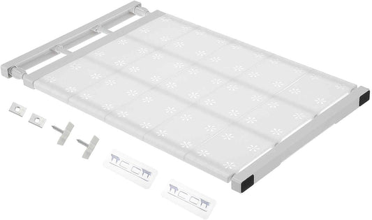 HARFINGTON Expandable Closet Tension Shelf 23.62" to 39.37" Adjustable Closet Organizer 2.5" x 13.78" Flower Pattern Storage Rack for Wardrobe Cupboard Kitchen Bedroom