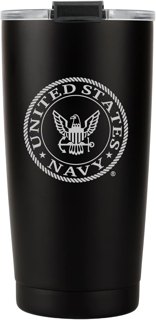 Military Gift Shop 20oz Insulated Steel US Navy Tumbler, Double-Walled USN Coffee Mug | Gifts Sailors | Disabled Vet Owned Business-Navy 20oz Tumbler