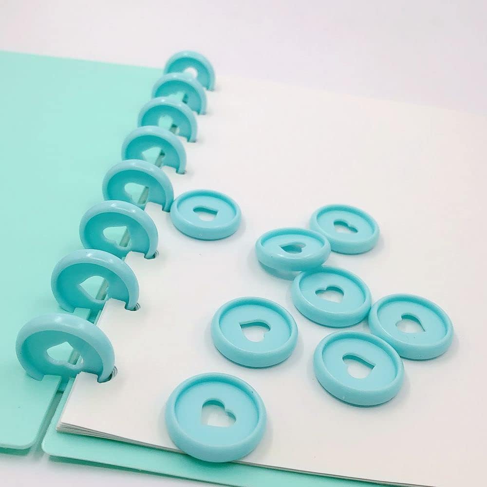 100pcs Planner Expander Discs 1.26Inch Book Binding Disc For Discbound Notebook Accessories Heart Binder Rings(Blue,1.26 inch/32 mm)