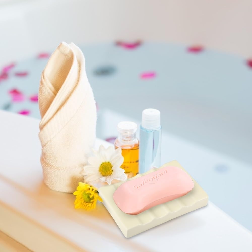 Soap Dish for Bathroom Sink and Shower Ceramic Soap Tray, Small Bar Soap Holder with Drainage Non-Slip Luxury Bathroom Decor Accessories (White)