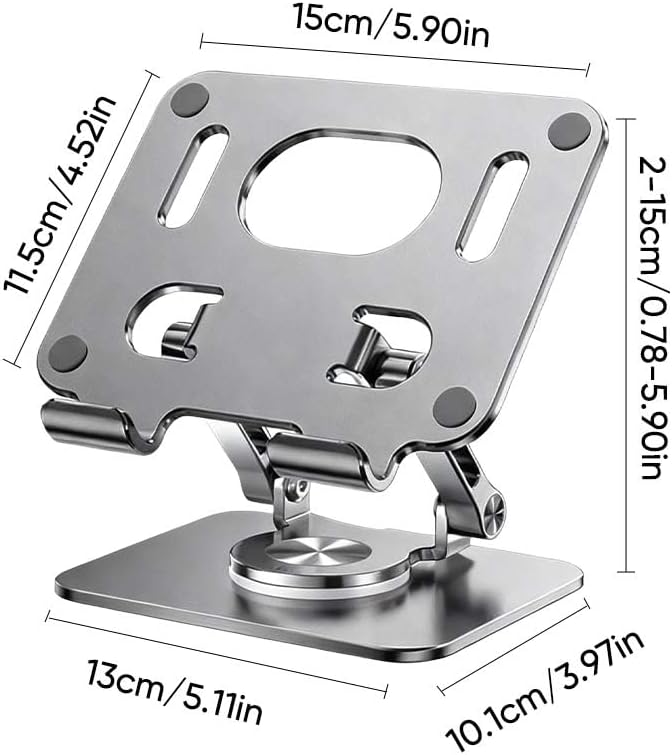 Saker 360° Rotating Laptop Stand, Aluminum Alloy Adjustable Height Ergonomic Computer Riser, Foldable Portable Desktop Stand with Cooling Design for 10-17 inch MacBook
