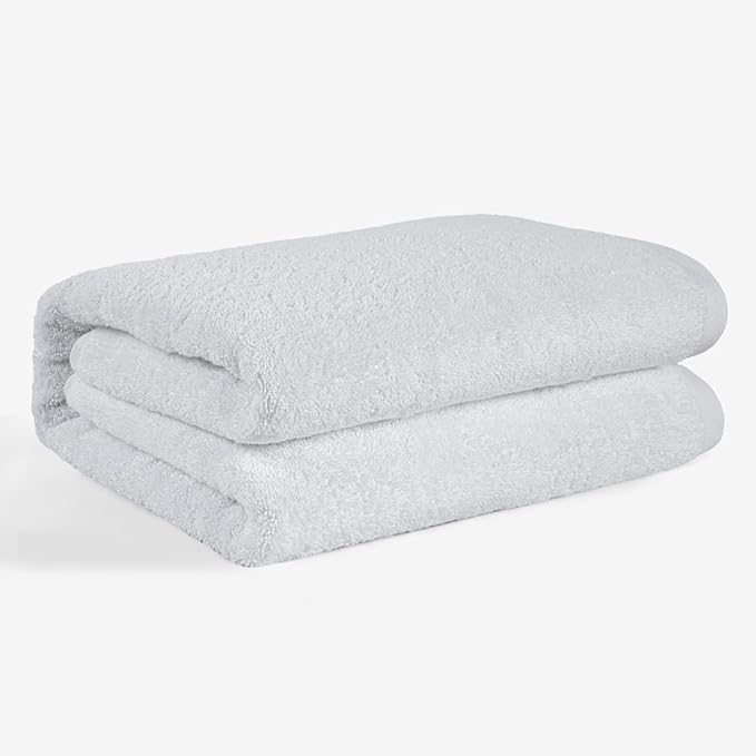 SALBAKOS 100% Turkish Cotton Jumbo Bath Sheet Towel Oversized 40x80 inch | Premium Hotel & Spa Quality, Soft, Absorbent, XL Bath Towels | Made in Turkey (Pack of 1, White, Jumbo Bath Sheet)
