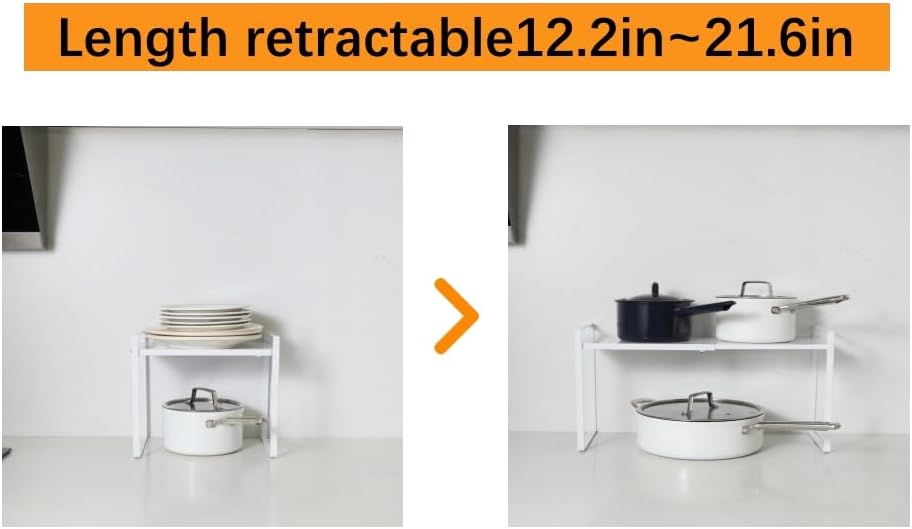 2-Pack Expandable Shelf Organizer for Kitchen Countertop, kitchen organizers and storage，under sink expandable shelf organizer