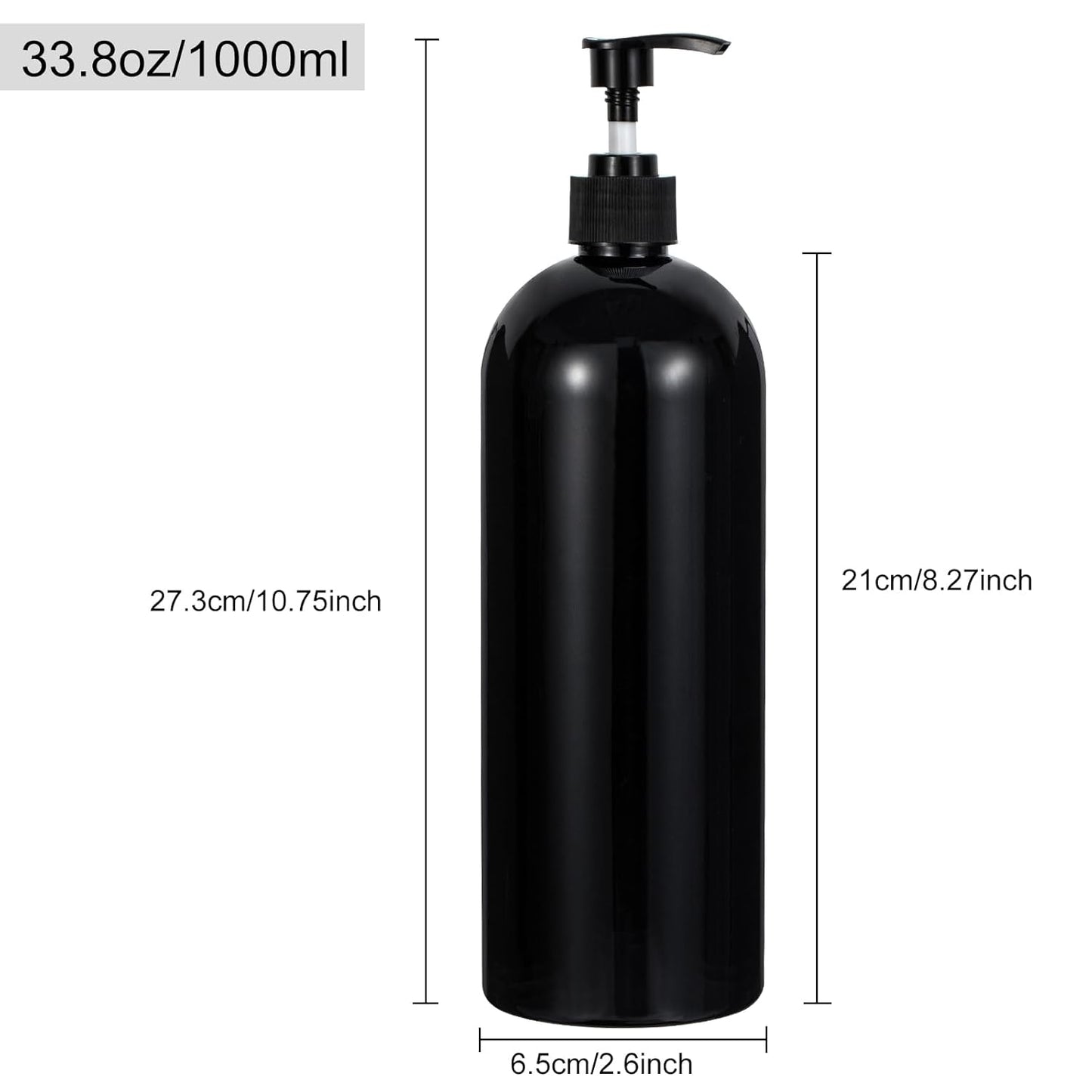 Yebeauty Pump Bottle Dispenser, 33.8oz 1000ml Empty Plastic Shampoo and Conditioner Dispenser, Refillable Shower Soap Dispenser Pump Bottle Containers for Bathroom Kitchen Home, 2 Pack Black