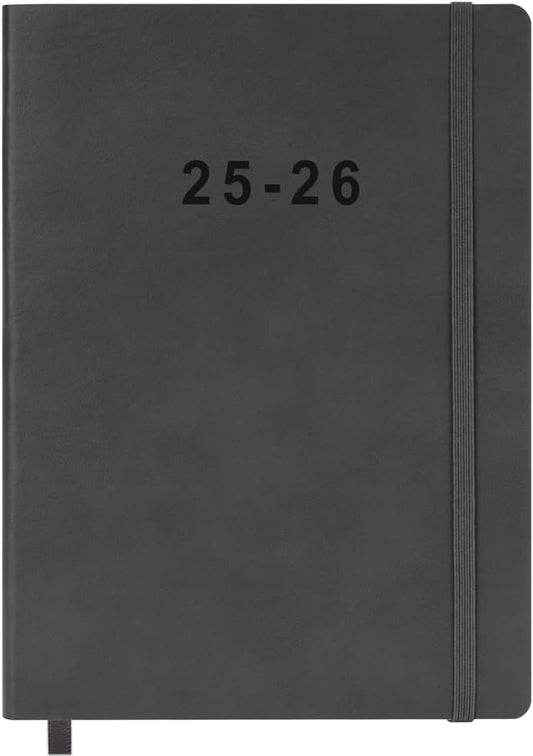 2025-2026 Planner - Weekly and Monthly Planner, Oct 2025 - Dec 2026, Vegan Leather Cover, Elastic Closure, 7”x9.25”, Grey