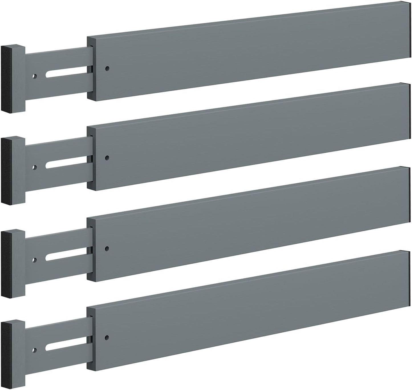 4 PCS Drawer Divider, 17"-22" Adjustable Bamboo Drawer Dividers Organizers, Expandable Separators for Kitchen, Clothes, Dressers, Home, Office, Gray