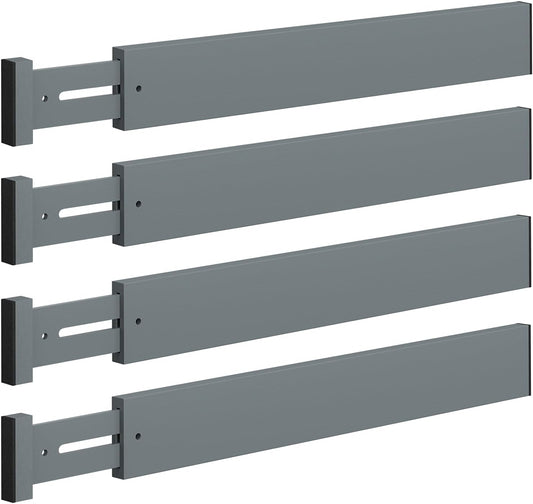 4 PCS Drawer Divider, 17"-22" Adjustable Bamboo Drawer Dividers Organizers, Expandable Separators for Kitchen, Clothes, Dressers, Home, Office, Gray