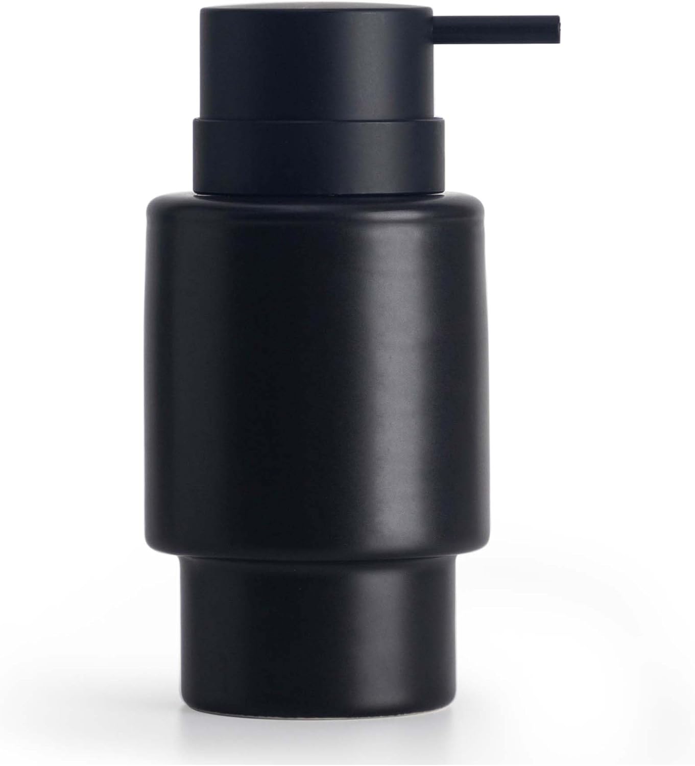 Fun Elements Black Soap Dispenser, 12oz Luxury Bathroom Soap Dispenser, Creamic Liquid Dispenser for Bathroom, Modern Minimalist Style