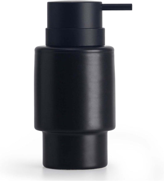 Fun Elements Black Soap Dispenser, 12oz Luxury Bathroom Soap Dispenser, Creamic Liquid Dispenser for Bathroom, Modern Minimalist Style