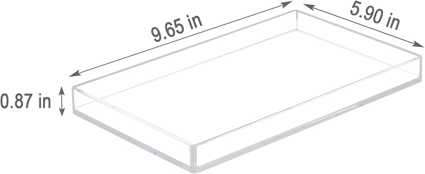 Bigfety Acrylic Bathroom Tray for Counter, Handmade Clear Trays Sturdy Organizer for Cup, Sponge, Soap, Plant (Medium, Clear)